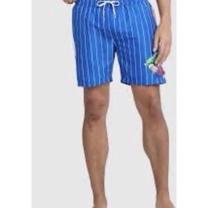 Big League Chew Men's Blue Pinstripe Swim Trunks Shorts Medium M NWT